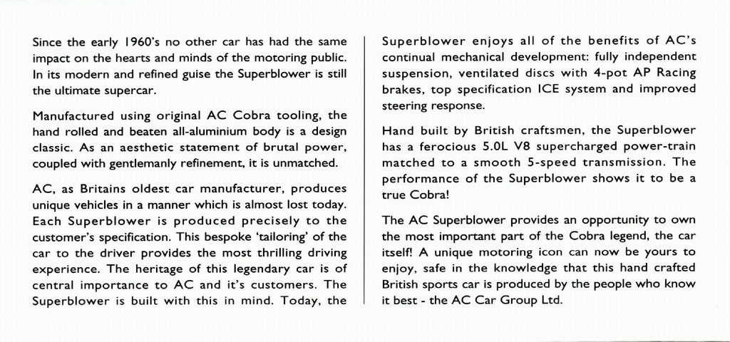1999 AC Superblower 2 Brochure Page 1